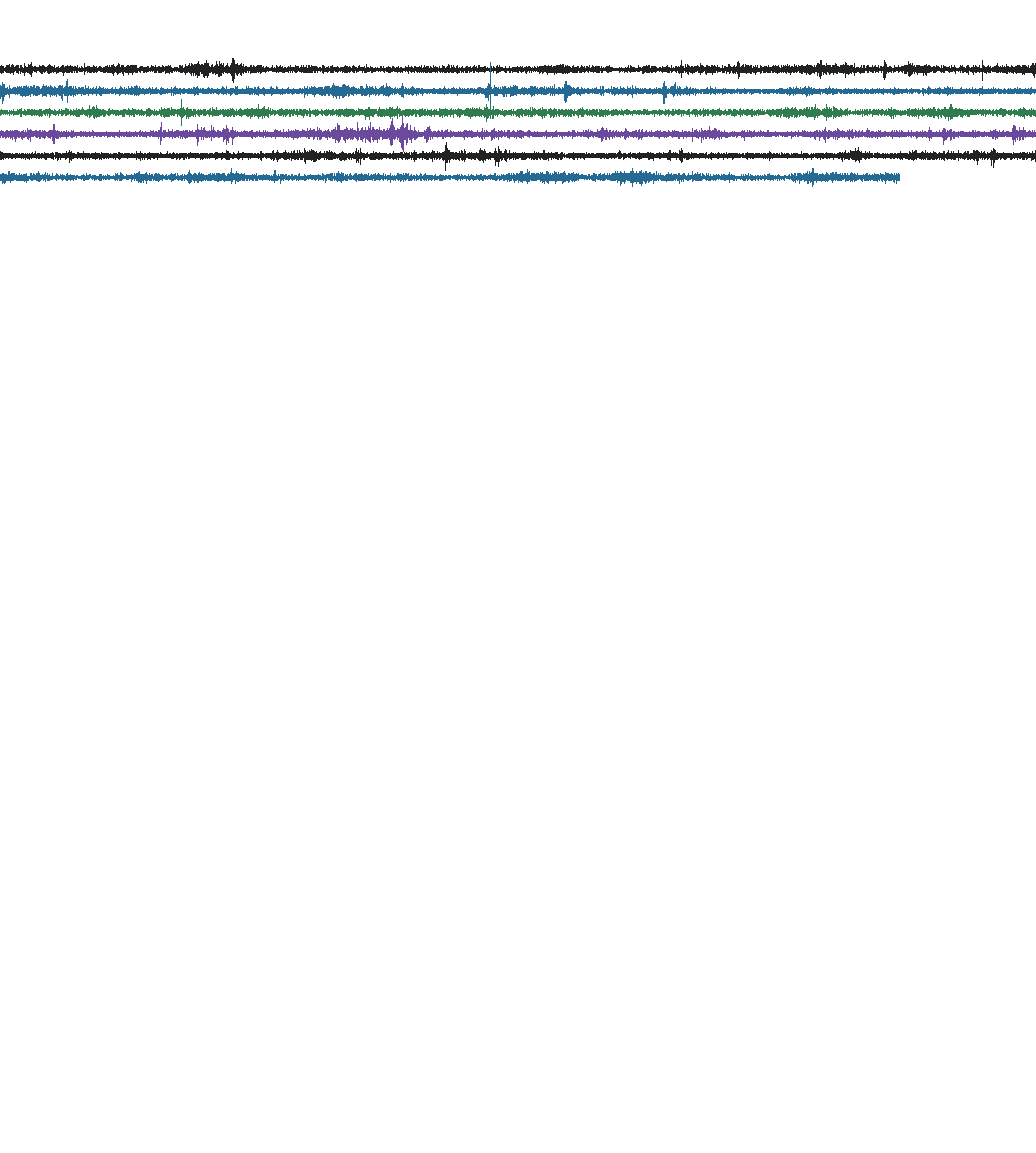 Plate from this station's seismograph:
                         one trace every fifteen minutes, half a day